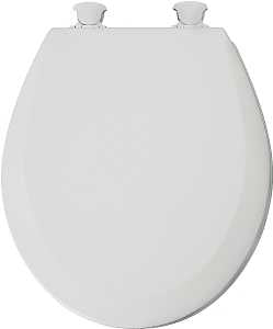 Mayfair 41ECDG-000 Toilet Seat, 16-1/2 in L, 14.63 in W, Round, Wood, White, Twist Hinge