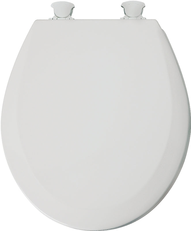 Mayfair 41ECDG-000 Toilet Seat, 16-1/2 in L, 14.63 in W, Round, Wood, White, Twist Hinge