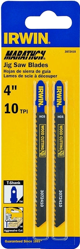 Irwin 3072410 Jig Saw Blade, 4 in L, 10 TPI, Carbon Steel, Metal, Wood
