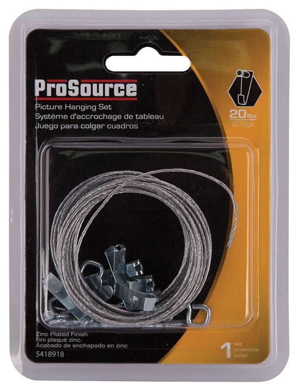 ProSource PH-121127-PS Picture Hanging Kit, 20 lb, Steel, Zinc, Zinc, Nail-In Mounting