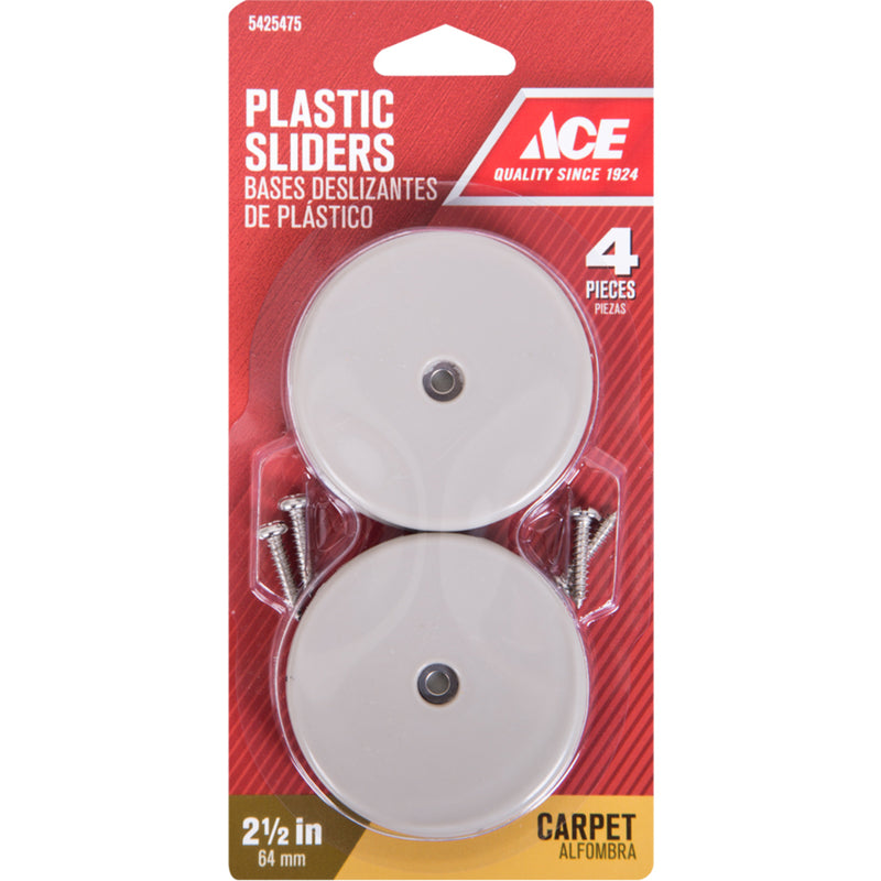 Ace White 2-3/8 in. Screw-On Plastic Sliders 4 pk