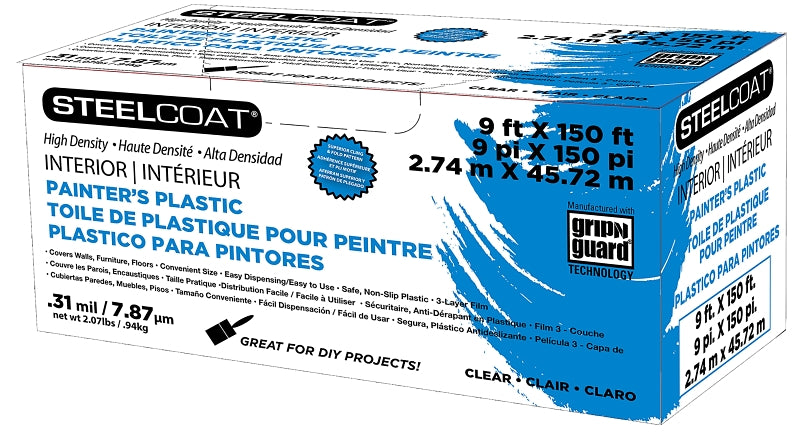 Petoskey Plastics FG-P9934-28B Painter Plastic, 150 ft L, 9 ft W, 0.31 mil Thick, Clear