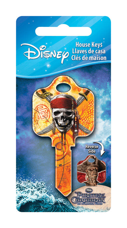 HILLMAN Disney Skull and Swords House Key Blank 68 Double For Schlage Locks Orange, Pack of 5