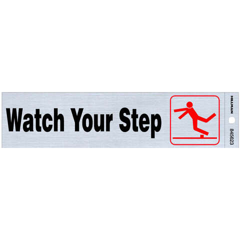 HILLMAN English Silver Safety Sign 2 in. H X 8 in. W, Pack of 6