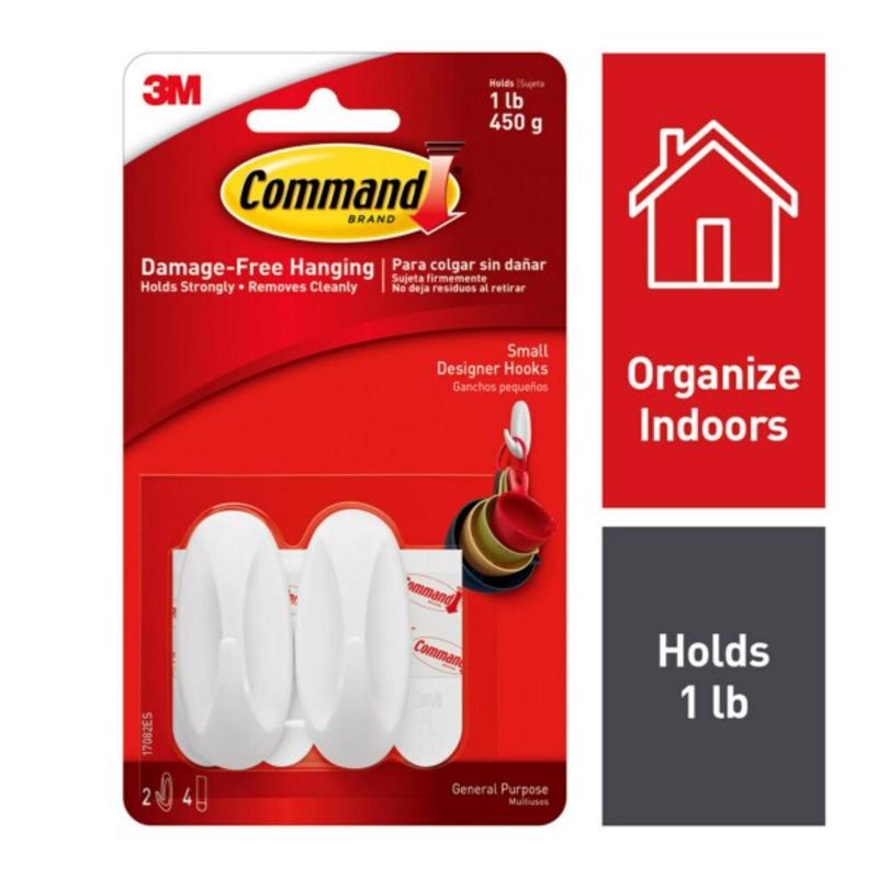 3M Command Small Plastic Designer Hooks 2.125 in. L 2 pk, Pack of 6