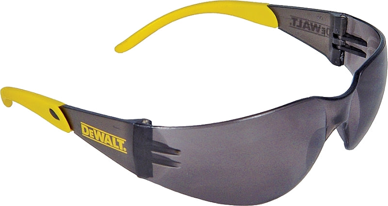 DeWALT Protector Series DPG54-2C Safety Glasses, Polycarbonate Lens, Plastic Frame, Smoke/Yellow Frame