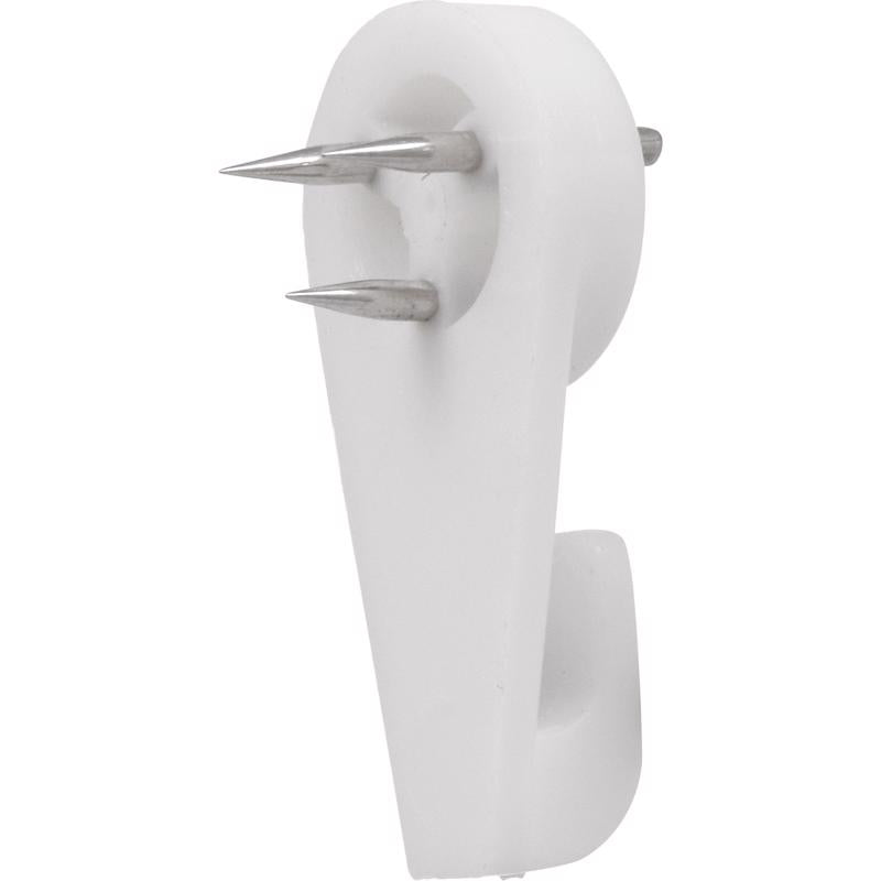 HILLMAN Plastic Coated White Hardwall Hanging Hooks 15 lb 5 pk, Pack of 10