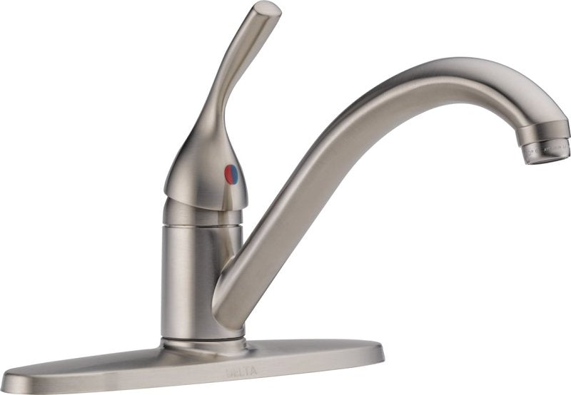 Delta Classic Series 400-SS-DST Kitchen Faucet, 1.8 gpm, 4-Faucet Hole, Metal, Stainless, Deck Mounting, Lever Handle