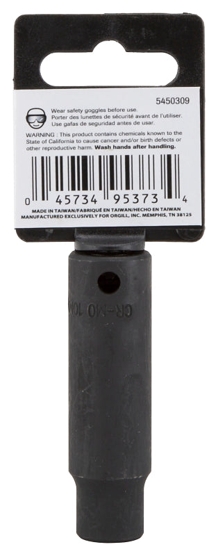 Vulcan MT6580140 Deep Impact Socket, 10 mm Socket, 3/8 in Drive, Deep Drive, 6-Point, Chrome Molybdenum Steel