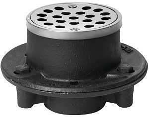 Oatey 42192 Shower Drain, Iron, Black, Specifications: Screw-In Cover Design, Round Shape
