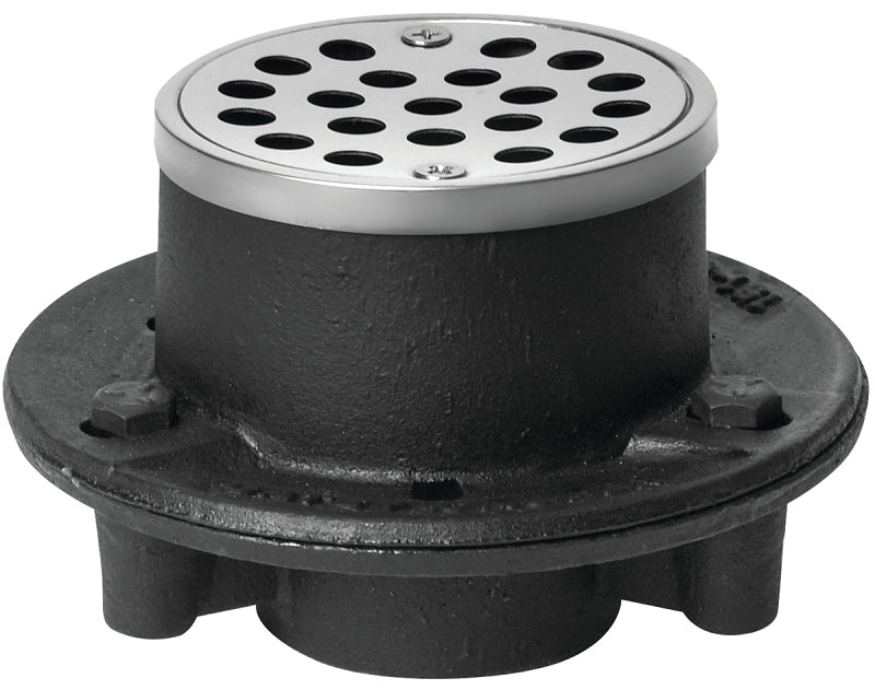 Oatey 42192 Shower Drain, Iron, Black, Specifications: Screw-In Cover Design, Round Shape