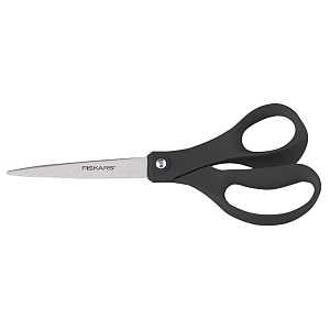 Fiskars 1067262 Scissors, 8 in OAL, 3-3/4 in L Cut, Stainless Steel Blade, Contoured Handle, Black/Gray Handle