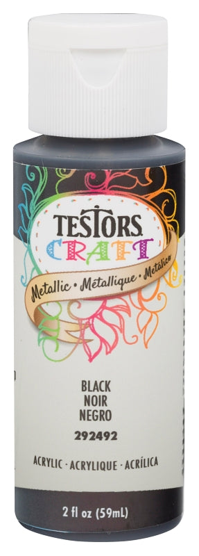 Testors 292492 Acrylic Craft Paint, Metallic, Black, 2 oz Bottle