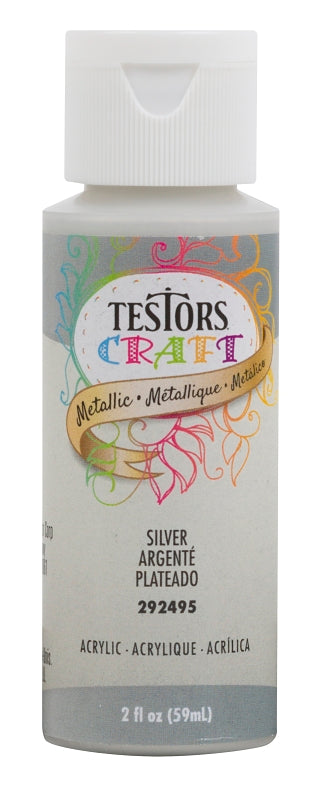 Testors 292495A Craft Paint, Silver, 2 oz Bottle