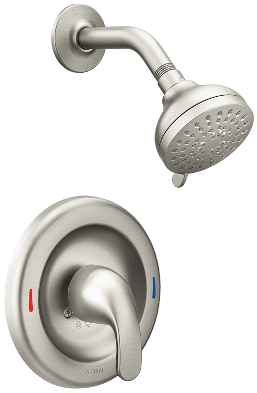 Moen Adler Series 82604SRN/L82691EP Shower Faucet, 1.75 gpm, 3-1/2 in Showerhead, Metal, Brushed Nickel-Plated, Yes