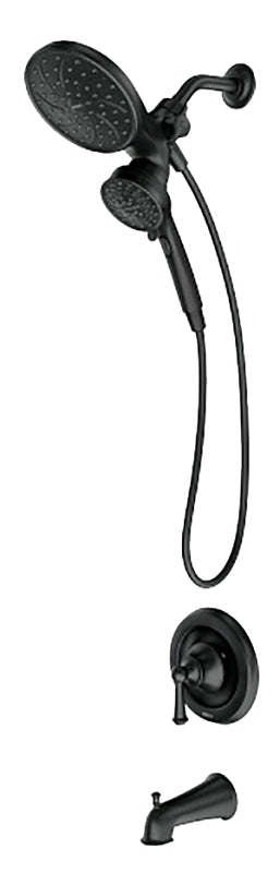 Moen Brecklyn Series 82611BL Tub and Shower Faucet, 6-Function Showerhead, 1.75 gpm Showerhead, 6-Spray Setting, Matte