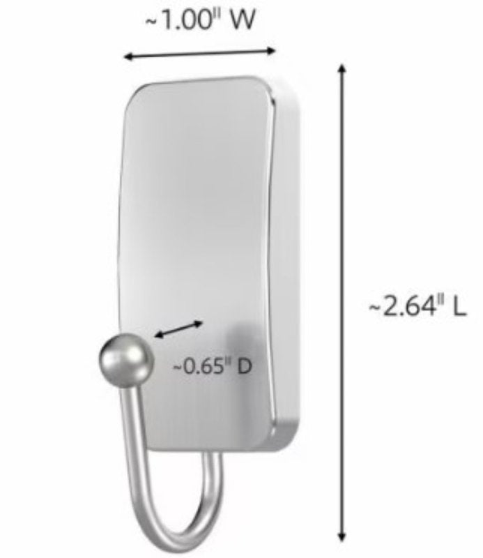 Command BATH33-SN-2ES Small Bath Hook, 1 lb, Metal, Silver, Satin Nickel