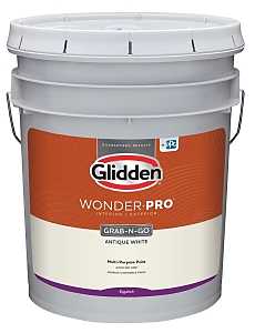 Glidden Wonder-Pro GLWP31AW/05 Interior/Exterior Paint, Eggshell Sheen, Antique White, 5 gal