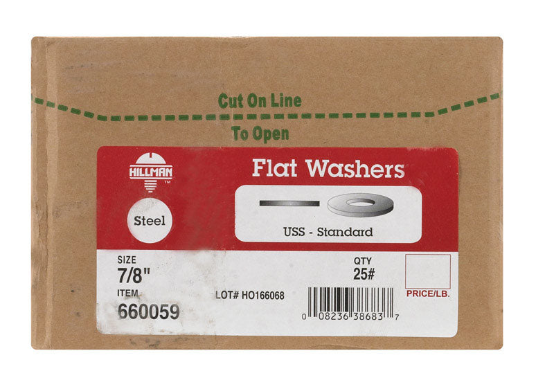HILLMAN Zinc-Plated Steel 7/8 in. USS Flat Washer 160 pk