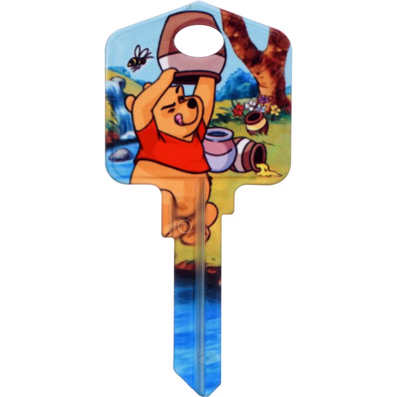 HILLMAN Disney Winnie The Pooh House Key Blank 66/97 Single For Kwikset and Titan Locks Multicolored, Pack of 5