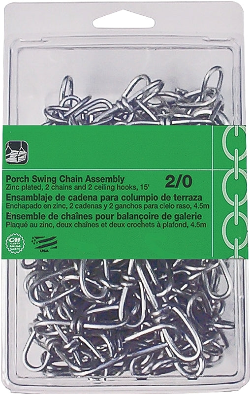 Campbell 702024N Swing Chain Assembly, 201, 7-1/2 ft L, 500 lb Working Load, Steel, Zinc