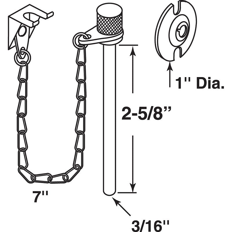 Prime-Line U 9858 Patio Door Lock, Steel, Chrome, 1-3/8 to 1-3/4 in Thick Door