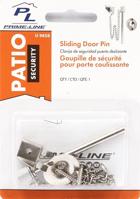 Prime-Line U 9858 Patio Door Lock, Steel, Chrome, 1-3/8 to 1-3/4 in Thick Door