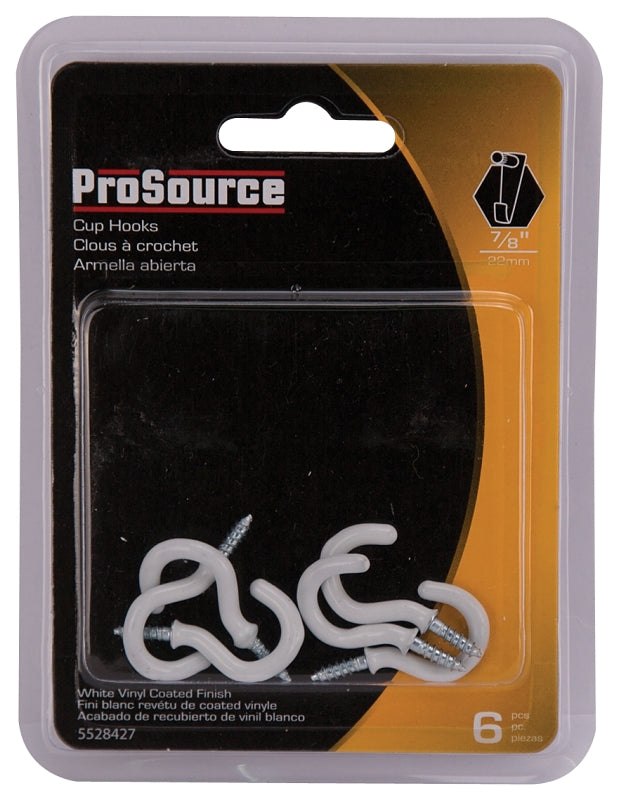 ProSource PH-122236-PS Cup Hook, 1/8 in Thread, 33 mm L, Steel, Vinyl-Coated