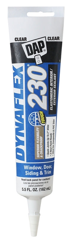 Dynaflex 230 18860 Premium Sealant, Clear, 1 day Curing, 40 to 100 deg F, 5.5 oz Squeeze Tube