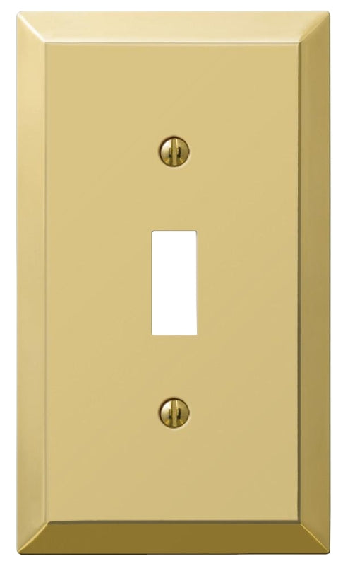 Amerelle 163TBR Wallplate, Traditional, 4-15/16 in L, 2-7/8 in W, 1-Gang, Polished Brass, Steel