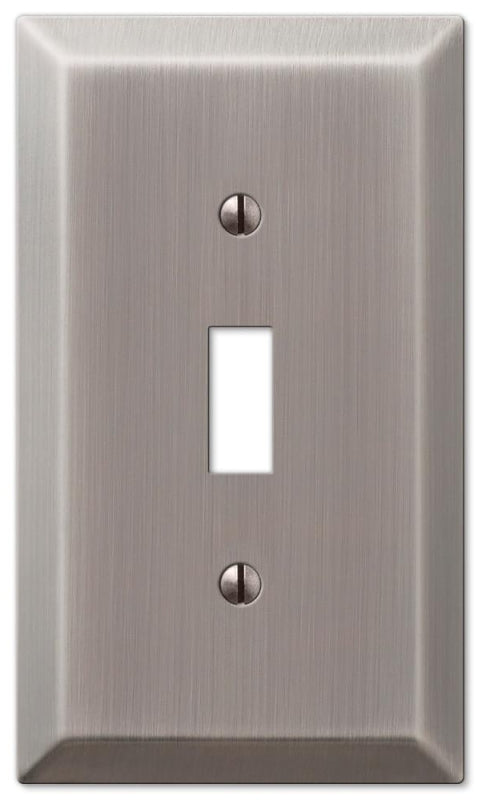 Amerelle Century Series 163TAN Wallplate, 1-Toggle, 4-15/16 in L, 2-7/8 in W, 1-Gang, Steel, Antique Nickel, Pack of 4