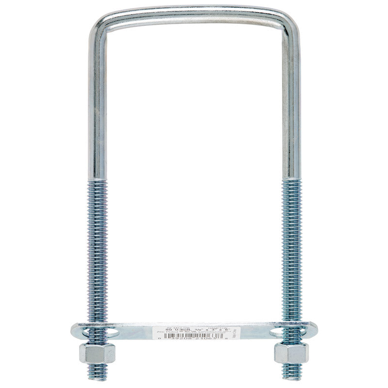 Hampton 3/8 in. X 3 in. W X 6 in. L Coarse Zinc-Plated Steel Square U-Bolt, Pack of 10