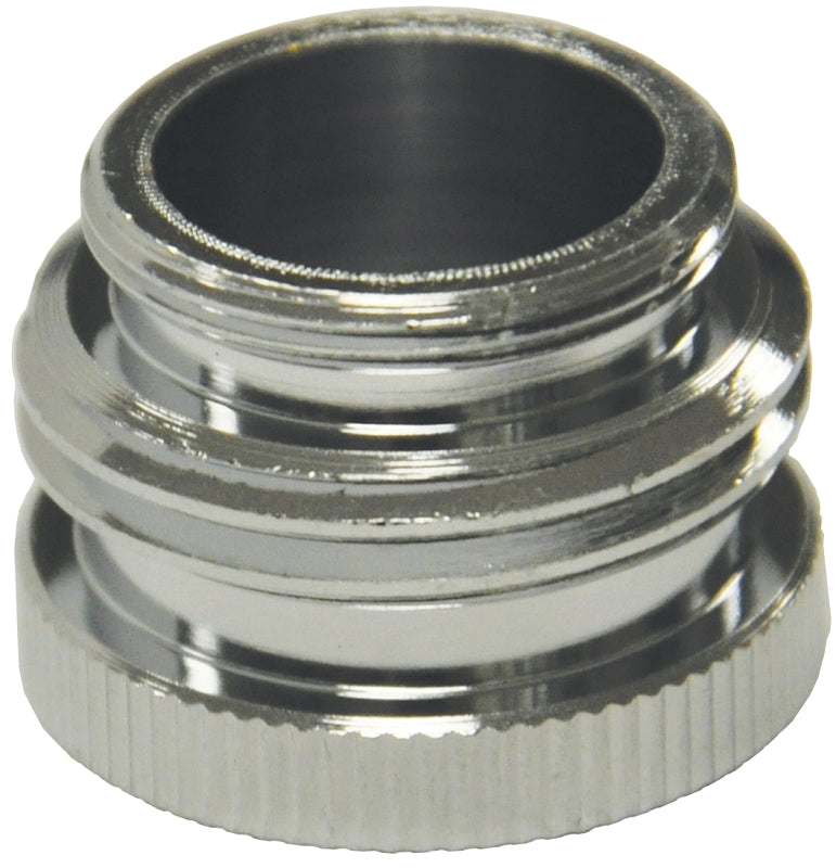 Danco 10509 Hose Aerator Adapter, 55/64 x 3/4 x 55/64 in, Male/GHTM x Female, Brass, Chrome-Plated