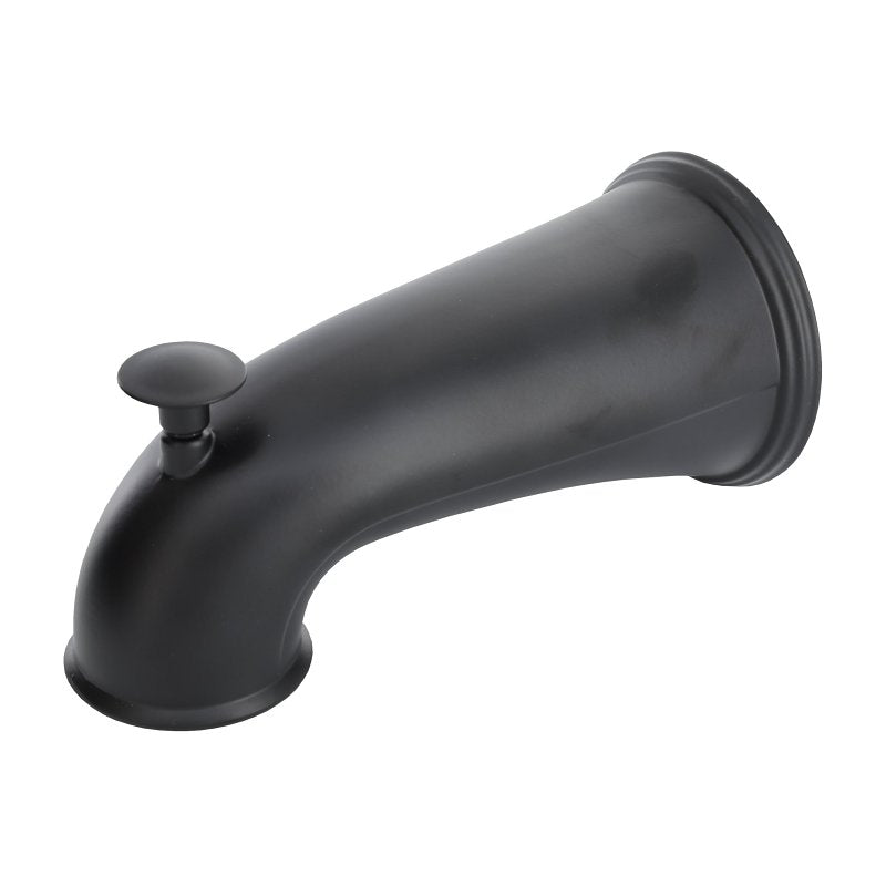 Danco 11080 Decorative Tub Spout with Pull-Up Diverter, 6-1/4 in L, Metal, Matte Black