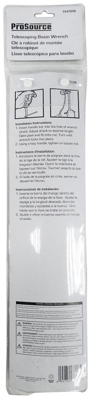 ProSource T140-3L Basin Wrench, Carbon Steel/Chrome Vanadium Jaw