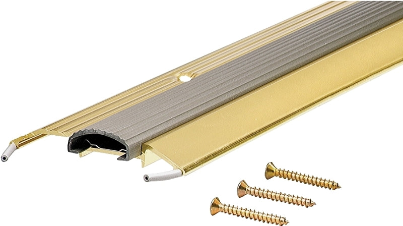 M-D 09043 Heavy-Duty Threshold, 36 in L, 3-3/4 in W, Low Profile, Aluminum, Brite Gold