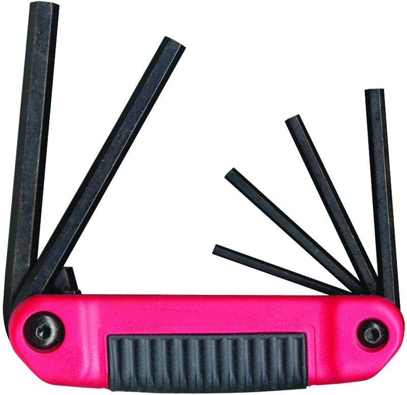 Eklind Ergo-Fold 25611 Hex Key Set, 6-Piece, Alloy Steel, Black, Specifications: Ergonomic Handle