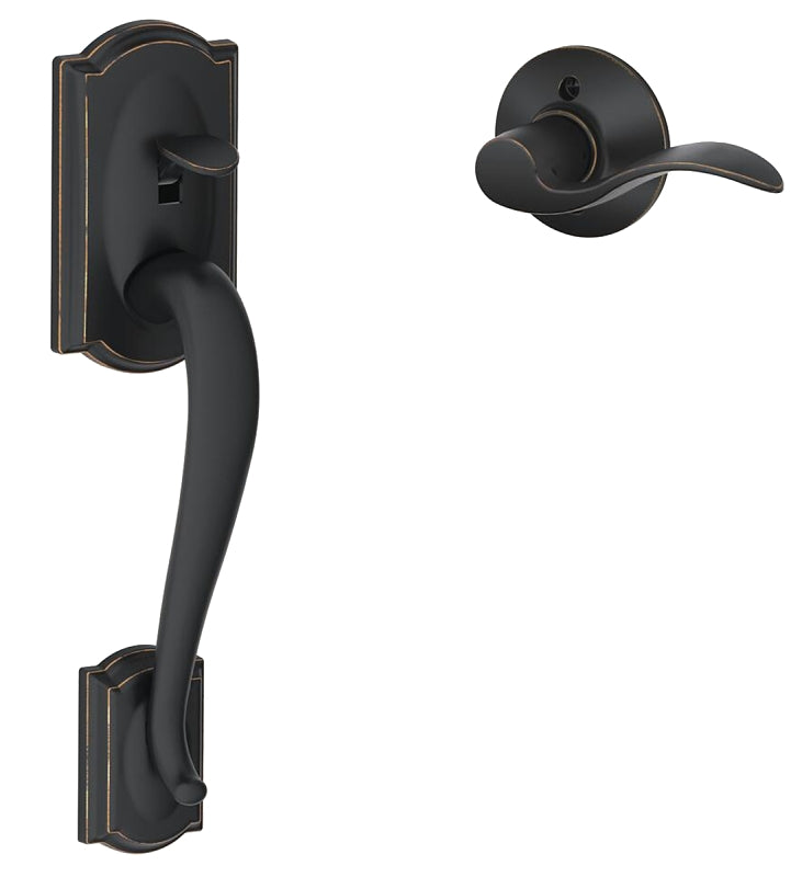 Schlage FE285CAM 716 ACC Combination Lockset, Mechanical Lock, Grip with Lever Handle, Wave Design, Aged Bronze, 1 Grade
