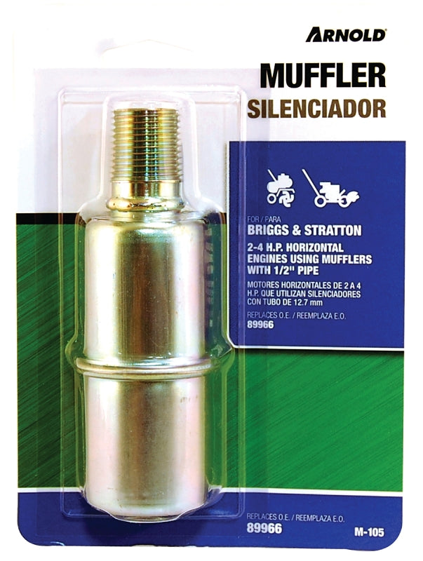 Arnold M-105 Small Engine Muffler, 1/2 in Inlet, For: 2 to 4 hp Briggs & Stratton, Tecumseh and Clinton Engines