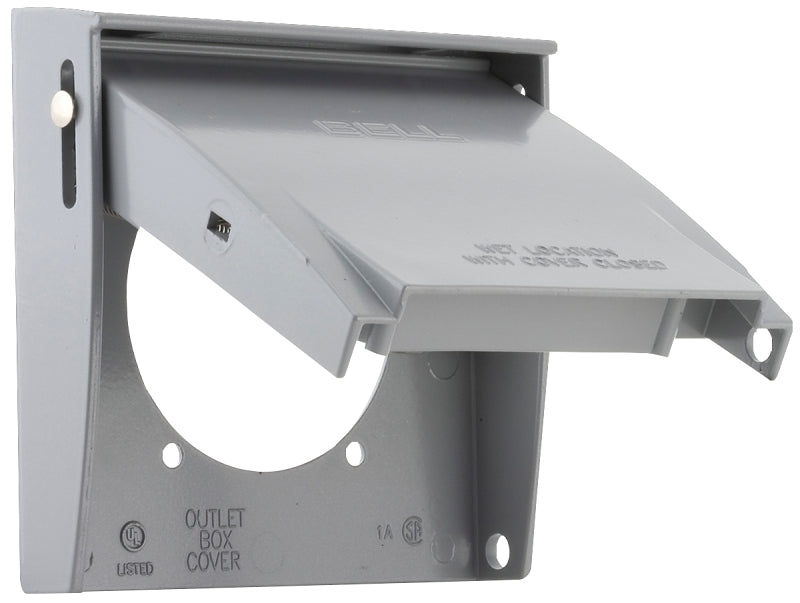 Bell Outdoor RAYNTITE Series 5034-0 Cover, 2-5/8 in Dia, 4-1/2 in L, 4-9/16 in W, 2-Gang, Aluminum, Gray, Powder-Coated