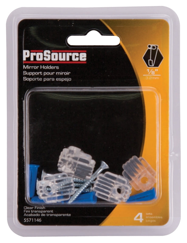 ProSource PH-121143-PS Mirror Holder, Plastic, Clear, Clear, Screw Mounting