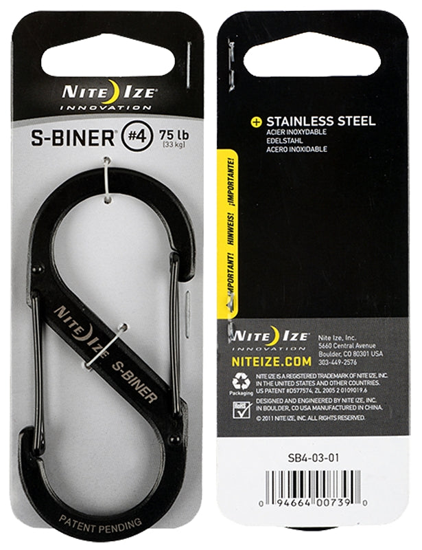 Nite Ize S-Biner Series SB4-03-01 Dual Carabiner, #4 Dia Ring, Stainless Steel