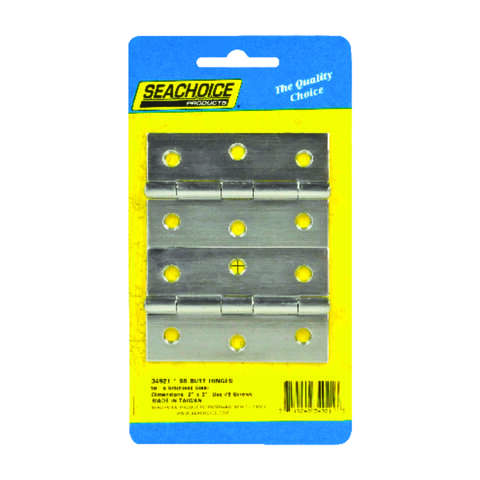 Seachoice Stainless Steel 3 in. L X 2 in. W Butt Hinges 2 pk