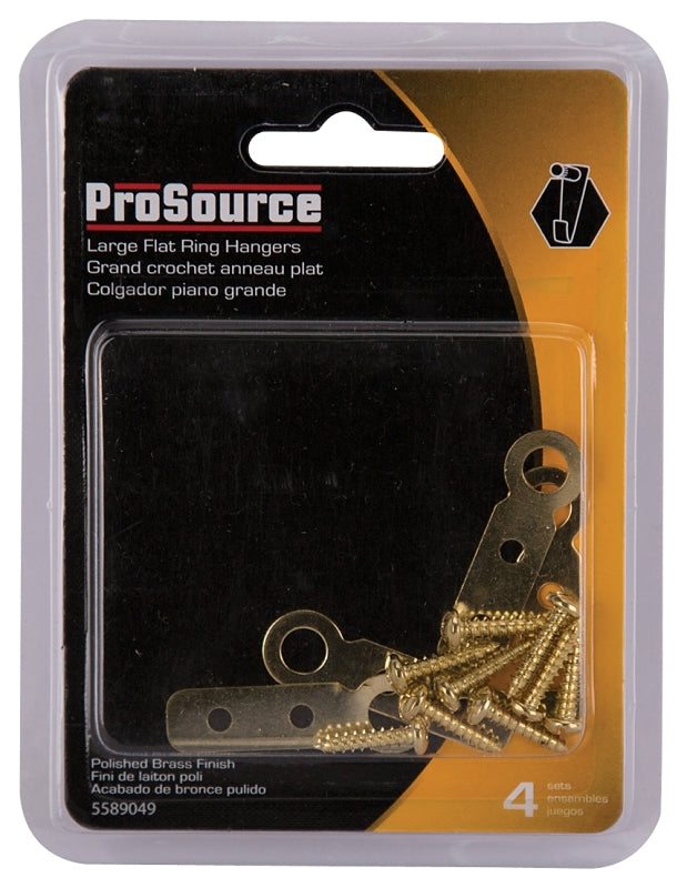 ProSource PH-122227-PS Picture Hanger, 9 lb, Steel, Polished Brass, Brass, Flush