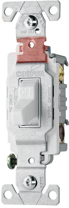 Eaton CS220W Switch, 20 A, 120/277 V, Lead Wire Terminal, Nylon Housing Material, White