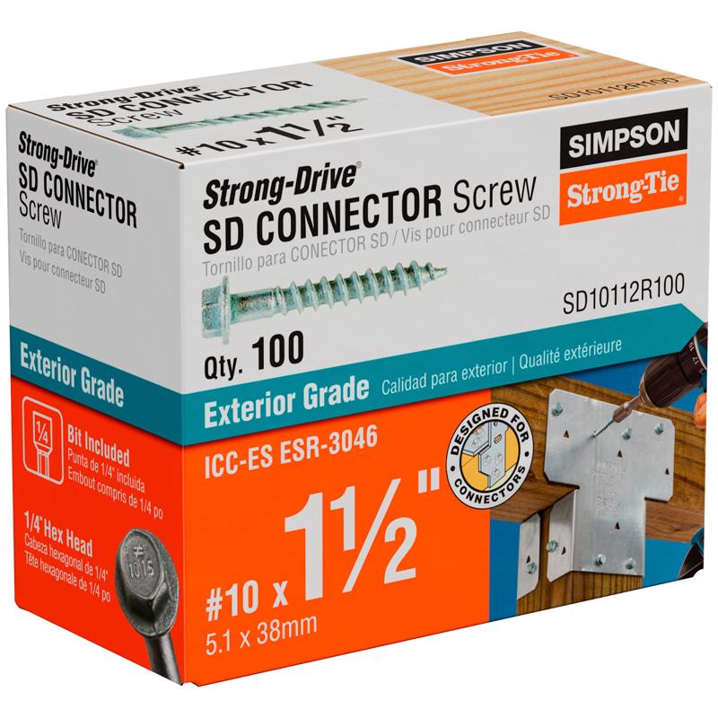 Simpson Strong-Tie Strong-Drive No. 10 Sizes X 1-1/2 in. L Star Hex Head Serrated Structural Screws