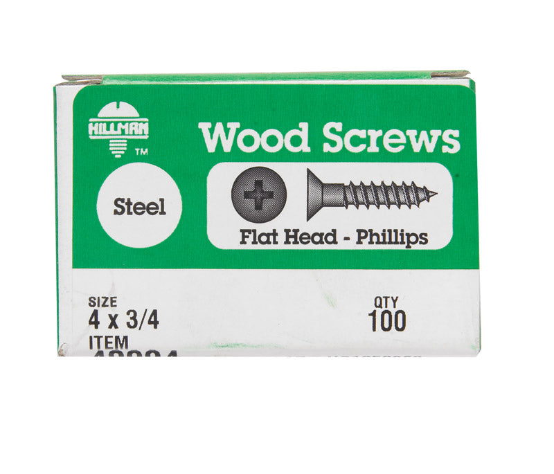 HILLMAN No. 4 X 3/4 in. L Phillips Zinc-Plated Coarse Wood Screws 100 pk