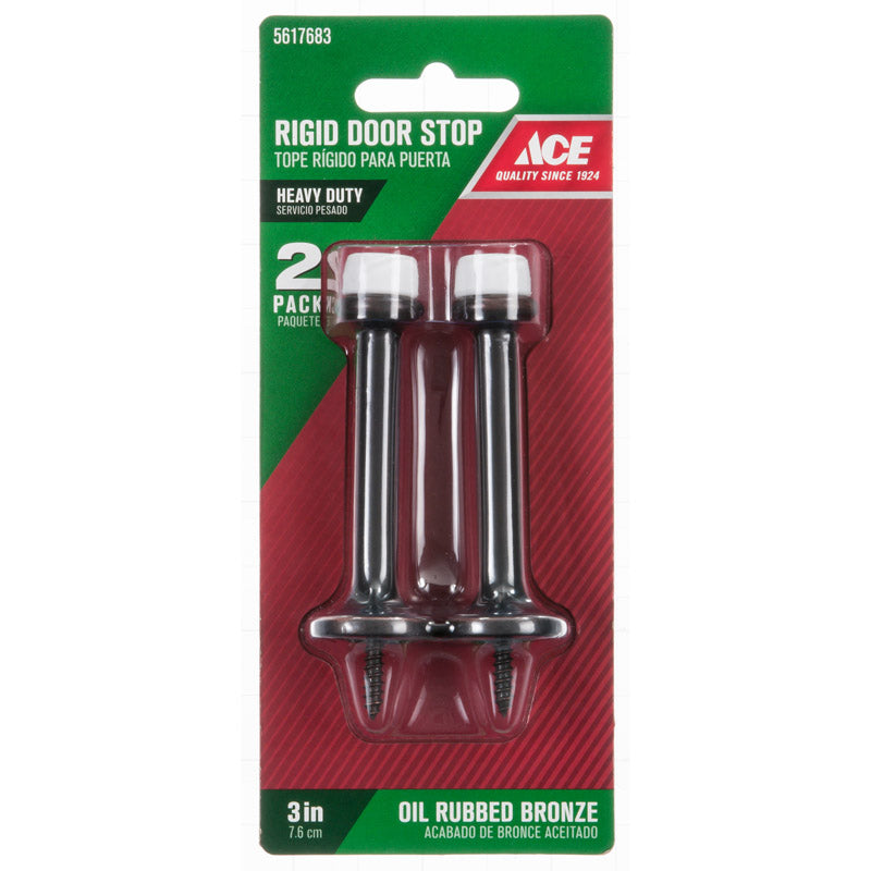 Ace Metal Oil Rubbed Bronze Bronze Rigid Door Stop Mounts to door and wall 1/8 in., Pack of 5