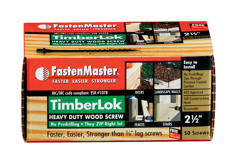 FastenMaster TimberLok No. 10 X 2-1/2 in. L Galvanized Coarse Wood Screws 50 pk