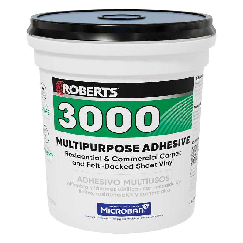 Roberts 3000 Series 3000-1 Multi-Purpose Adhesive, Creamy Tan, 1 gal Pail, Pack of 4
